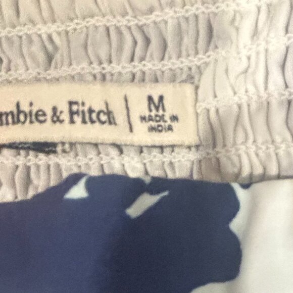 A&F Emerson Poplin Puff Sleeve Mini Dress - Navy and White - Size Medium - Picture 5 of 10